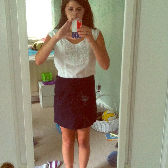 J crew twill navy mini skirt