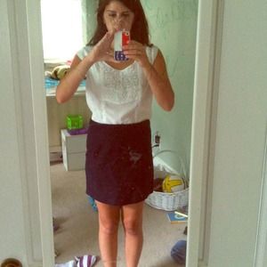 J crew twill navy mini skirt