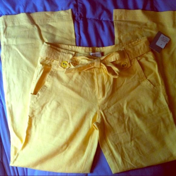 NWT-Canary Yellow Linen Pants!!!