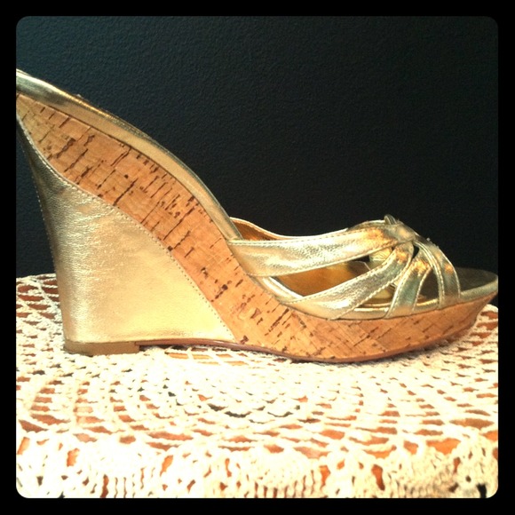 Charles David: gold wedge heel