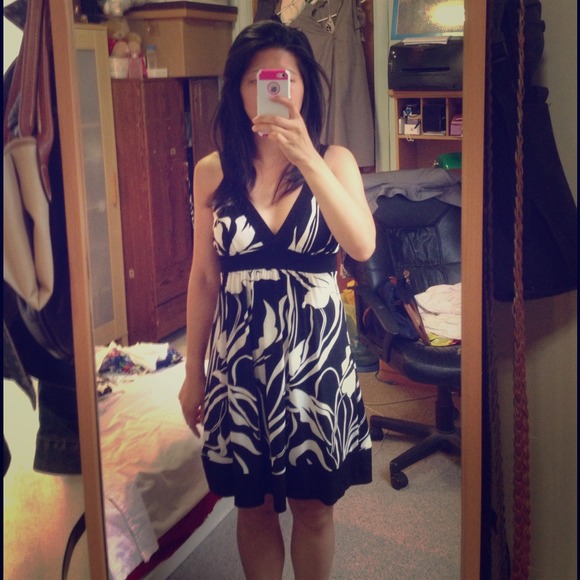 F21 Black & White Floral Print Dress