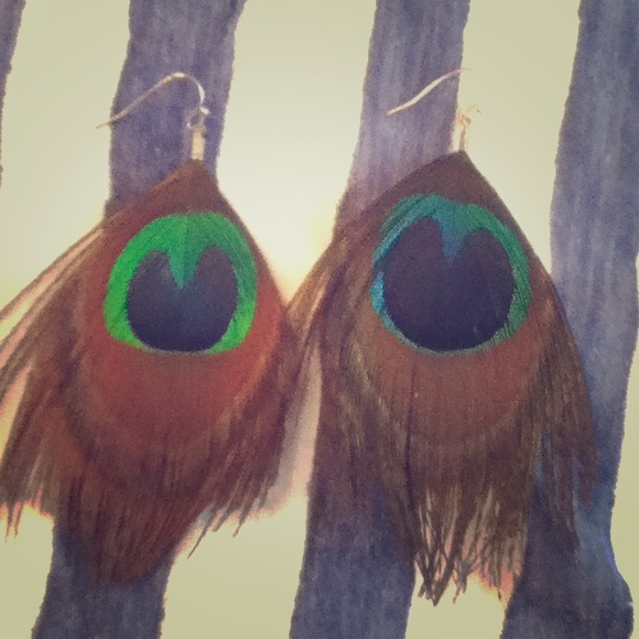 Peacock feather earrings