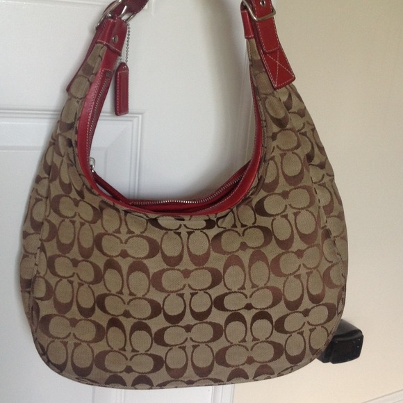 Coach Handbag, Red and Beige, Authentic USED!