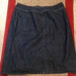 High waisted dark wash jean skirt