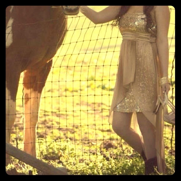 Gold Hi-Lo Dress