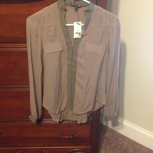 Brown Express button down long sleeve top