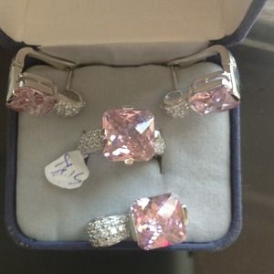 92.5 sterling silver pink ice set
