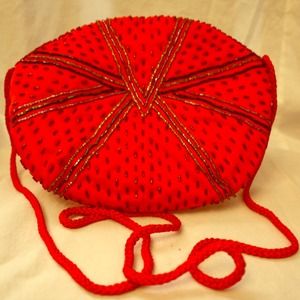 HOLIDAYS ARE COMING!! Red satin beaded evening bag