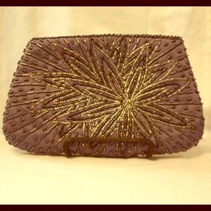 Gunmetal gray beaded evening bag