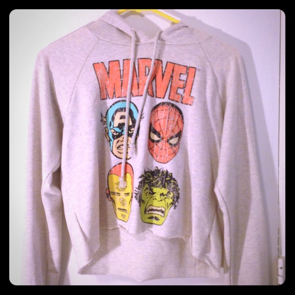 Cute Cropped Marvel Hoodie from Forever 21