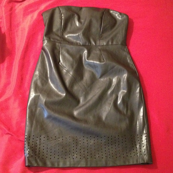 Black pleather mini dress