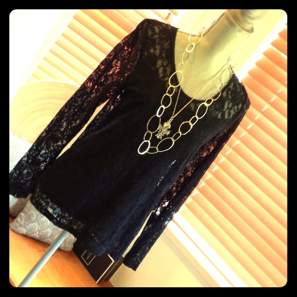 SOLD. Sheer Black Lace Top