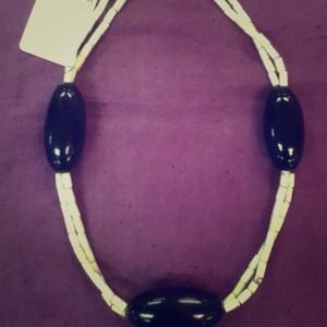 Handmade Horn and jade necklace