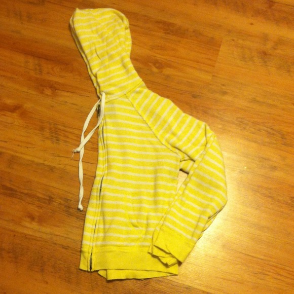 Yellow Striped Zipup Sweatshirt