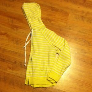 Yellow Striped Zipup Sweatshirt