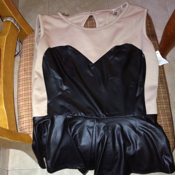 Tan dress shirt with leather