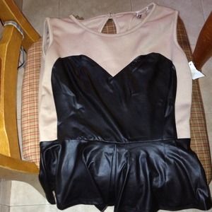 Tan dress shirt with leather