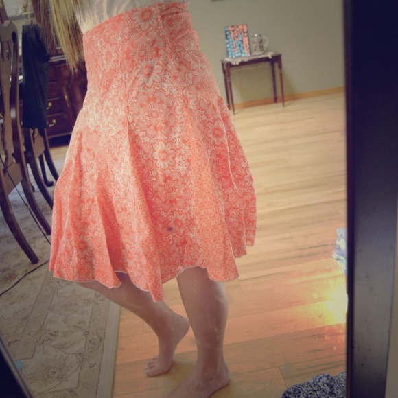 Peach patterned skirt