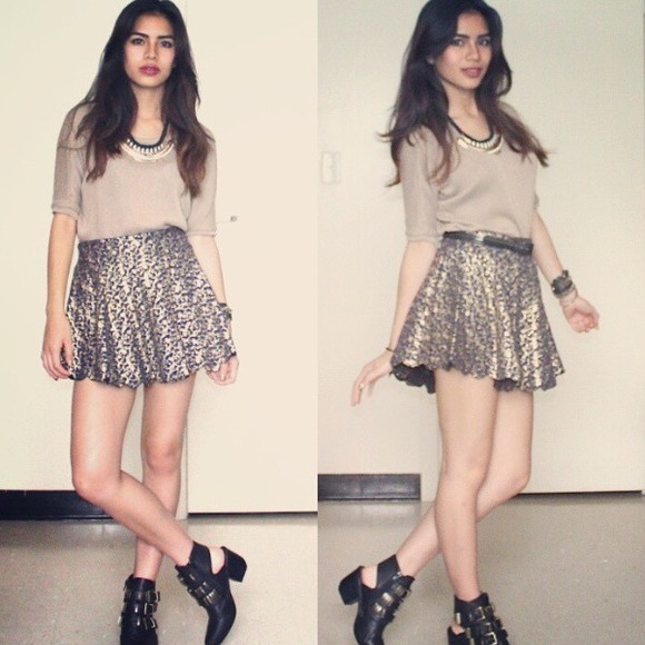 Regal Navy and Gold Printed Skirt