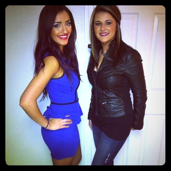 Navy and black sleeveless peplum dress