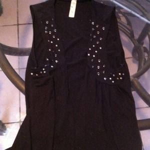 A black studded cotton vest
