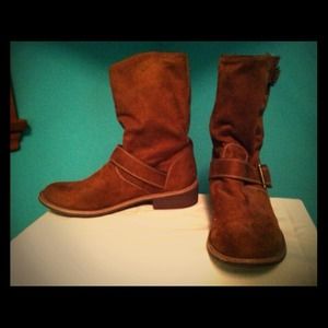 Suede Camel Motorcycle Boots sz 9