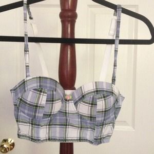 plaid and lace bustier