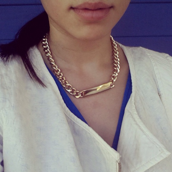 Chunky gold chain ID necklace