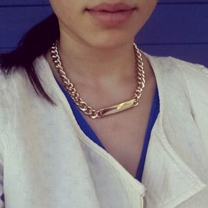 Chunky gold chain ID necklace