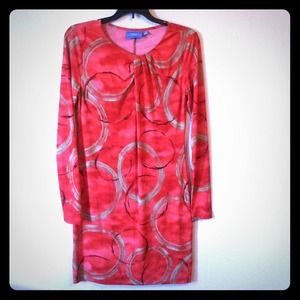 Orange patterned long sleeve dress