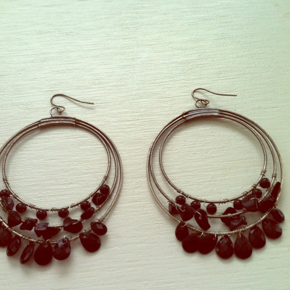 Black rock hoop earrings.