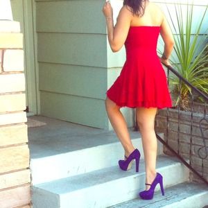 Free people Red dress bead border.