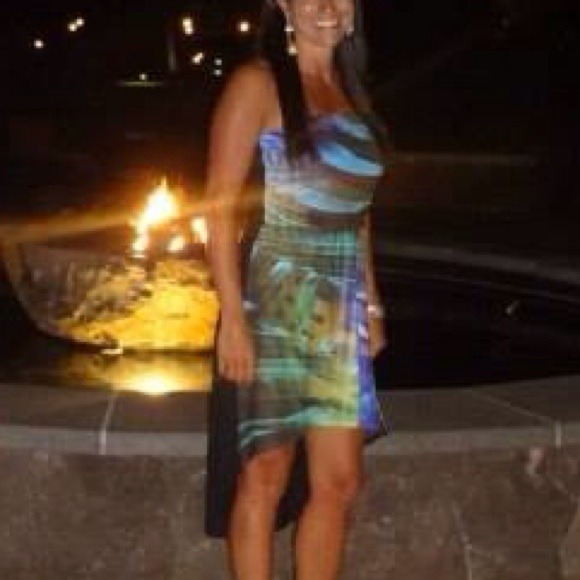 Strapless high low knit dress