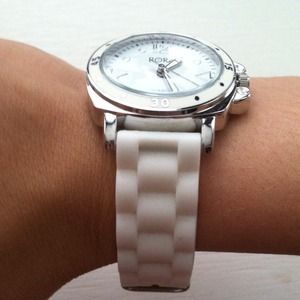 White rubber band watch.