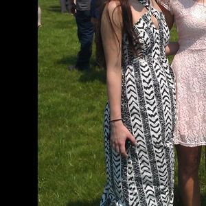 Long print halter maxi