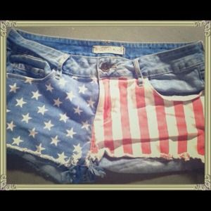American Flag Denim Shorts