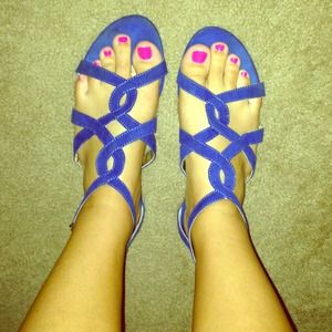 Royal blue strappy sandals