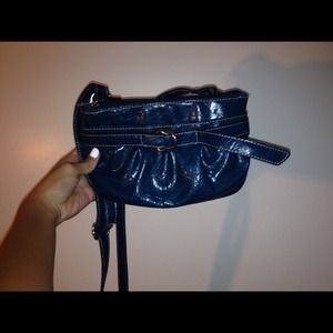 Blue Leather Cross-body Purse
