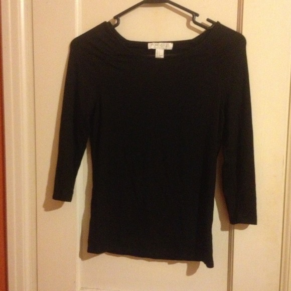 Black Stretch 3/4 Length Sleeve Shirt