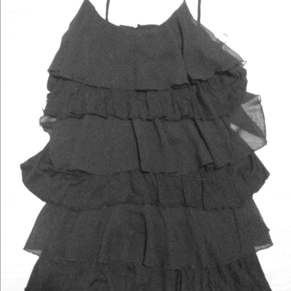 Mini black ruffled dress