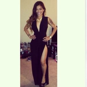 ❤Very sexy black jump suit with slit !wore once!