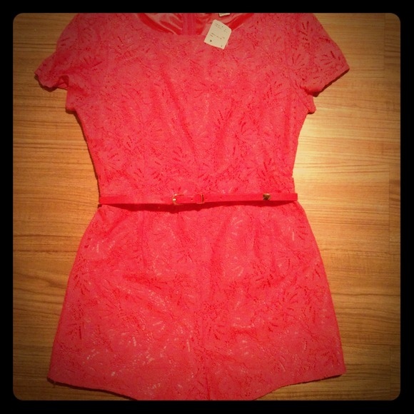 Pink lace romper