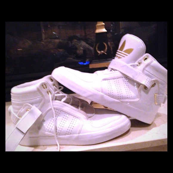 White Patent Leather Adidas Shoes with snake trim!