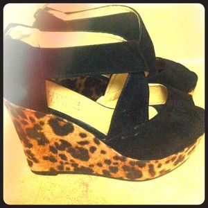 Leopard print wedges