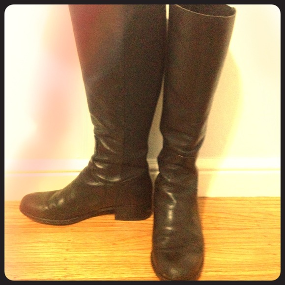 Black leather boots