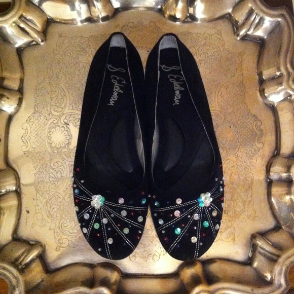 Adorable Black Suede Beaded Flats by Sam Edelman!