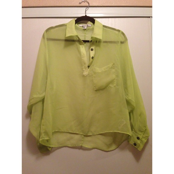 Neon green chiffon blouse
