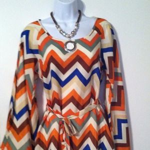 Just in Chevron dress with bell sleeves