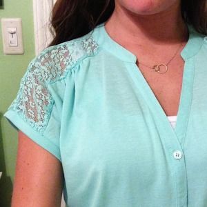 teal laced top