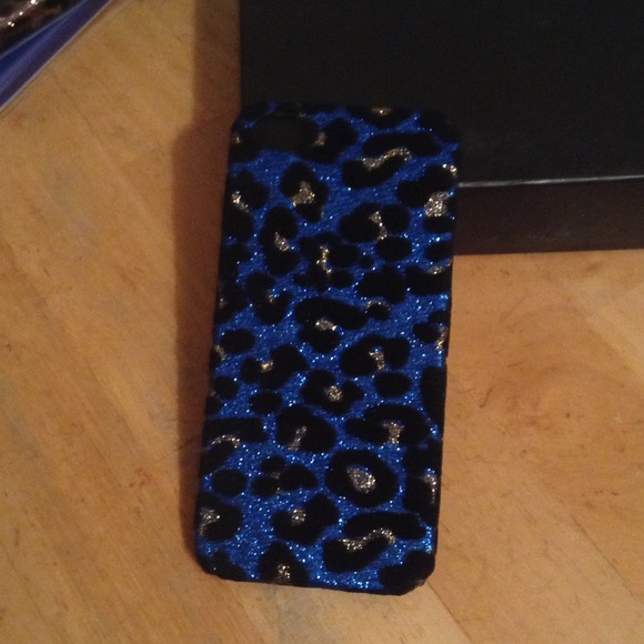 iPhone 5 velour blue gold phone cover
